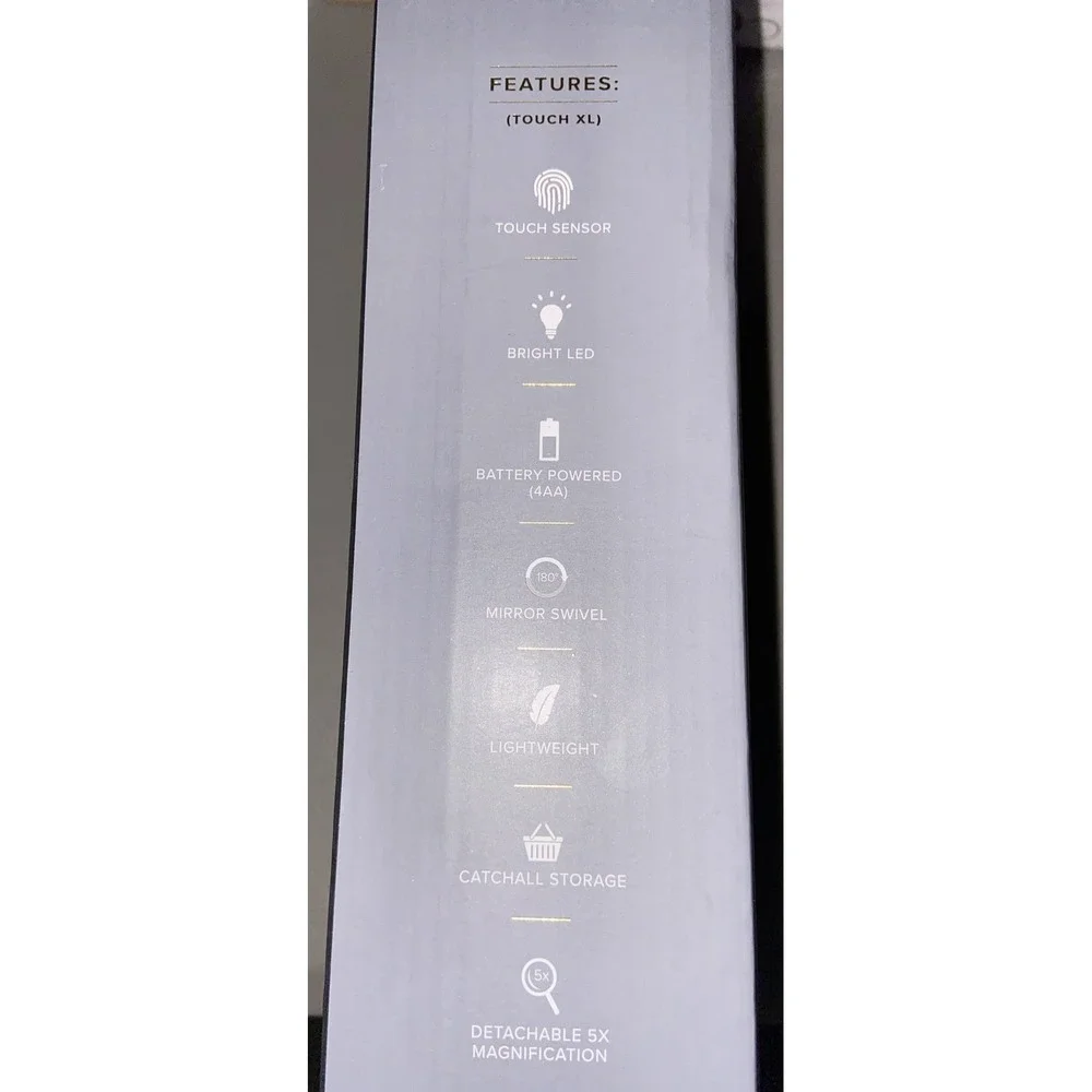 Impressions Vanity Touch The Set Black Makeup Mirror Touch Sensor Magnifying NEW